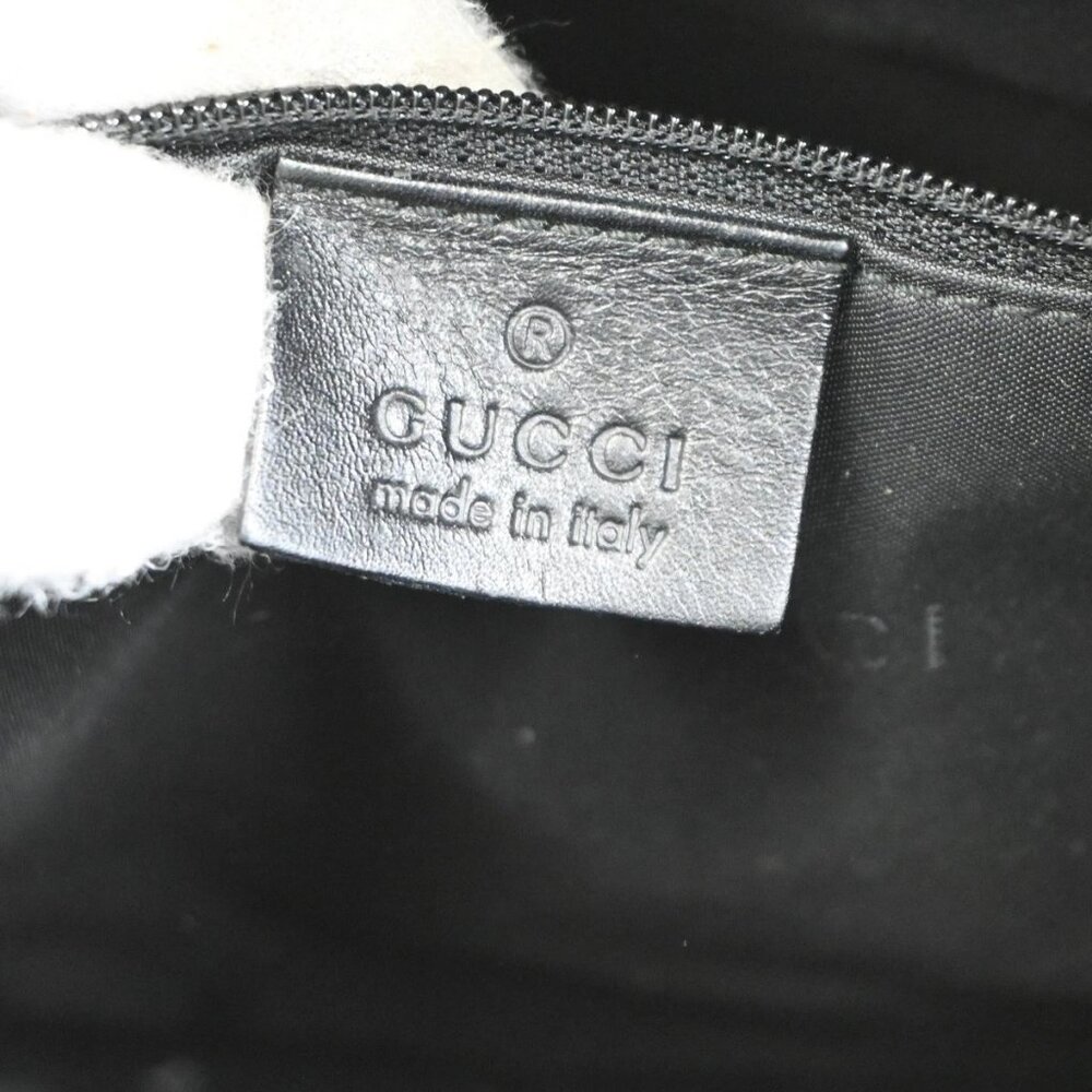GUCCI Logo Shoulder Bag Canvas Leather Black White SHW 32TA265 - Picture 9 of 14